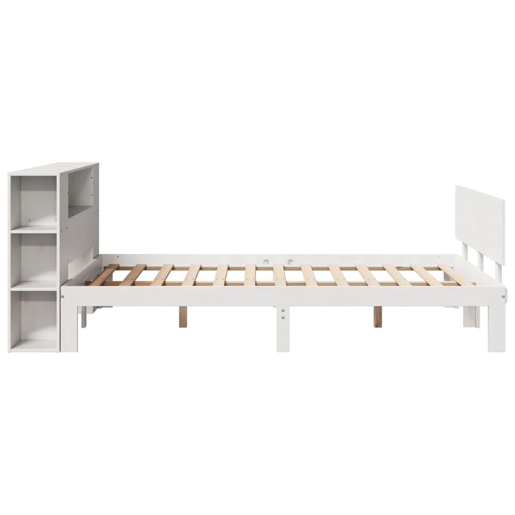 Letto Libreria senza Materasso Bianco 150x200 cm Legno di Pino - homemem39
