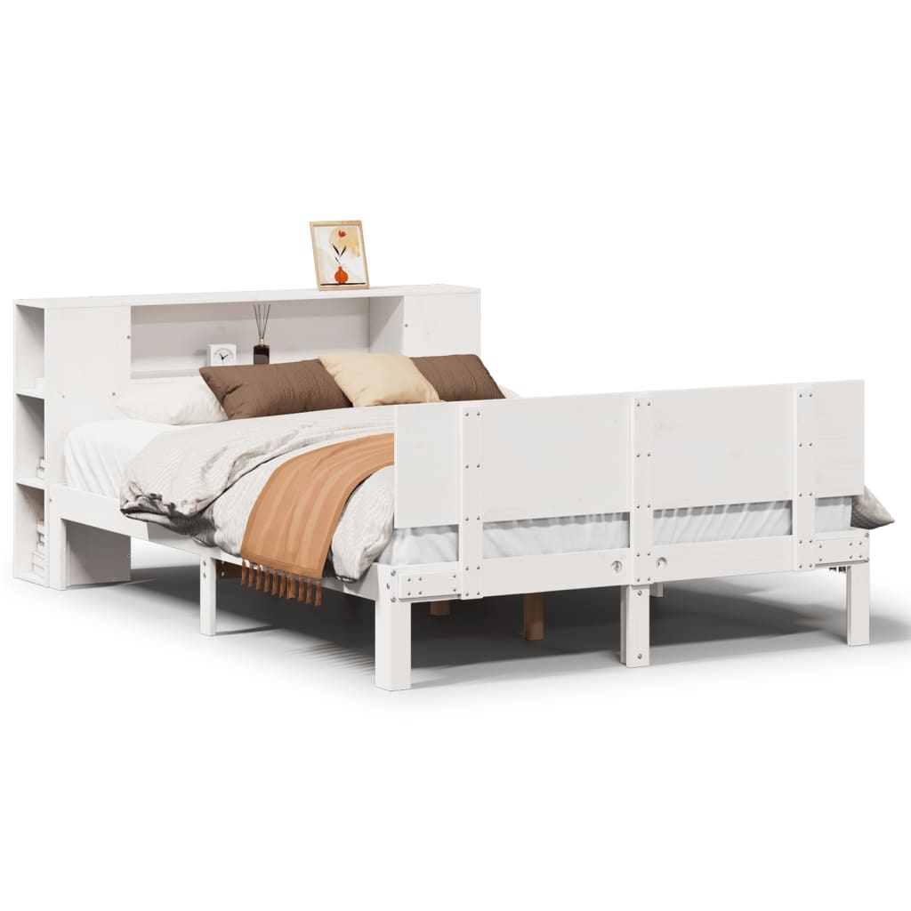 Letto Libreria senza Materasso Bianco 160x200 cm Legno di Pino - homemem39
