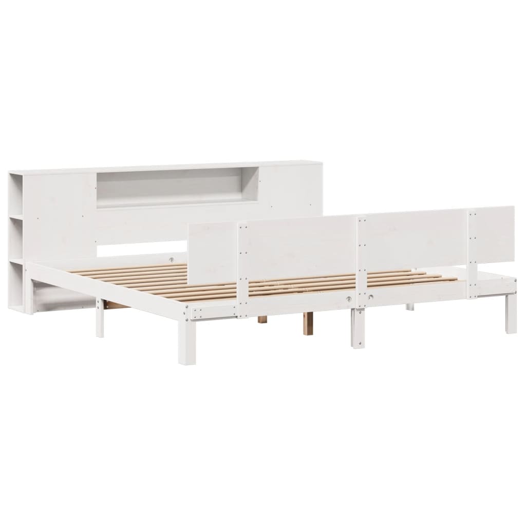 Letto Libreria senza Materasso Bianco 200x200 cm Legno di Pino - homemem39