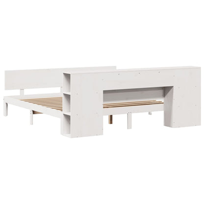 Letto Libreria senza Materasso Bianco 200x200 cm Legno di Pino - homemem39