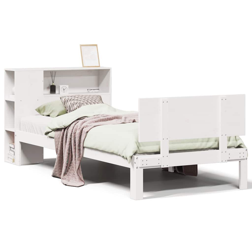 Letto con Libreria senza Materasso 75x190 cm in Legno Pino - homemem39