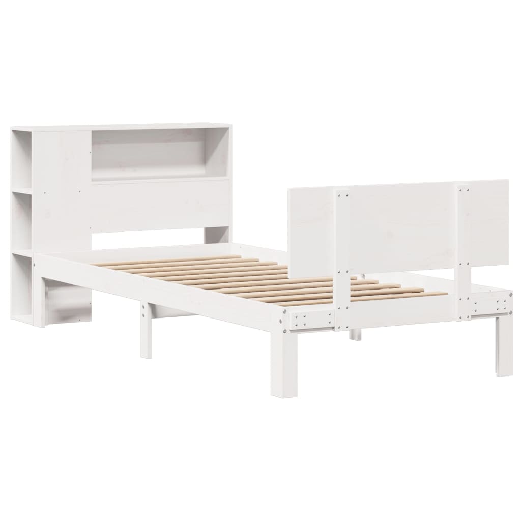 Letto Libreria senza Materasso Bianca 90x200 cm Legno di Pino