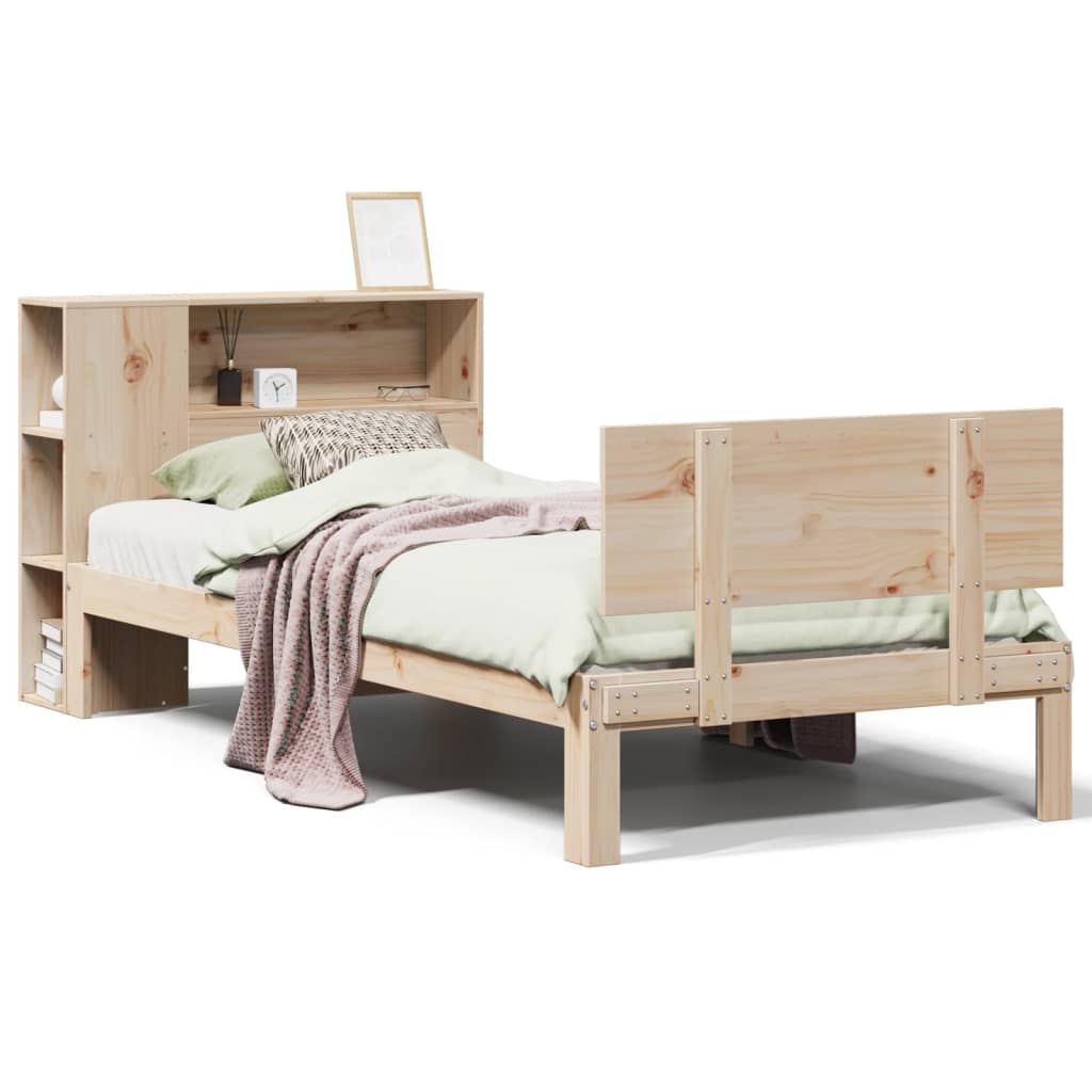 Letto Libreria senza Materasso 100x200 cm in Legno di Pino - homemem39