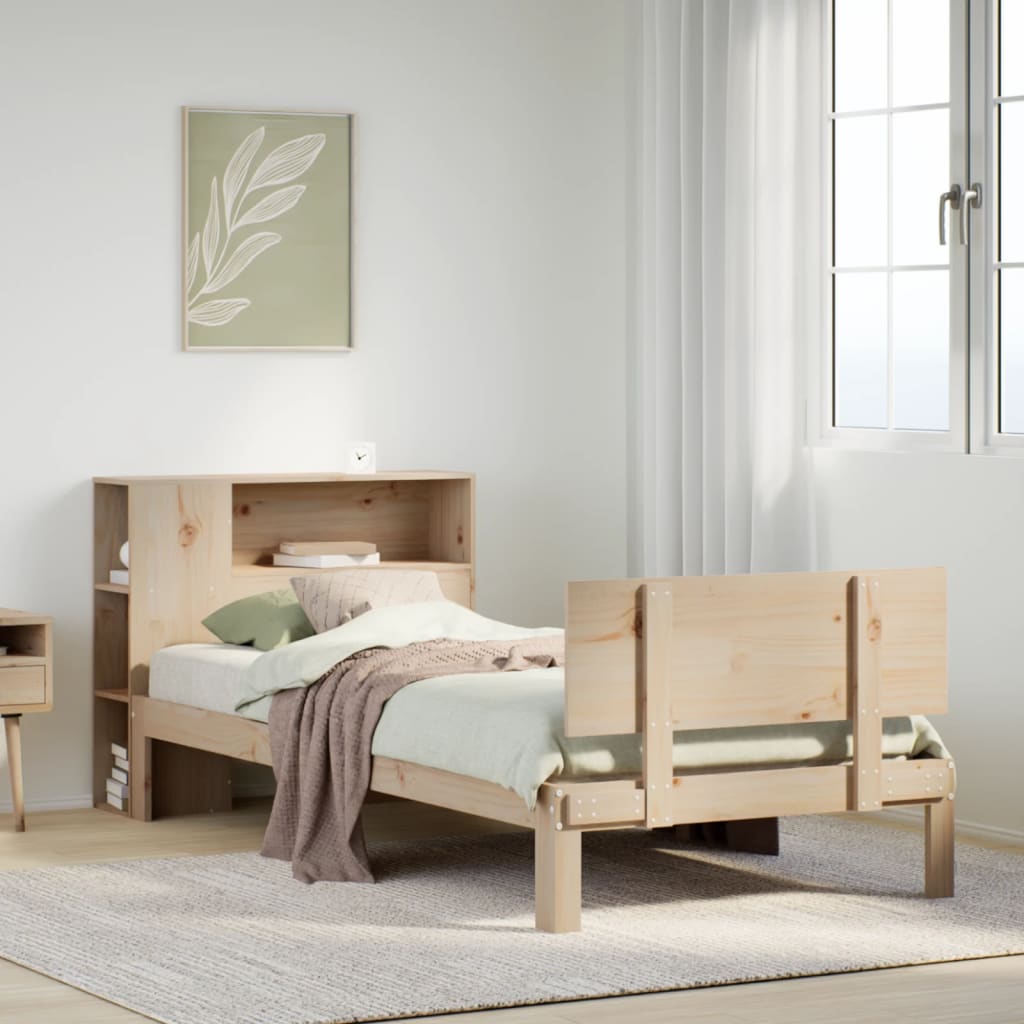 Letto Libreria senza Materasso 100x200 cm in Legno di Pino - homemem39