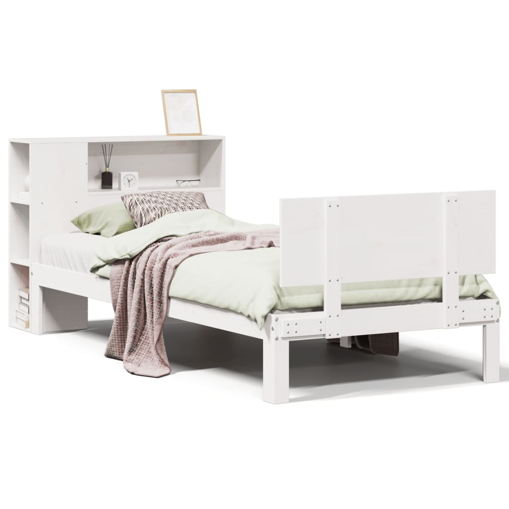 Letto Libreria senza Materasso Bianco 100x200 cm Legno di Pino - homemem39