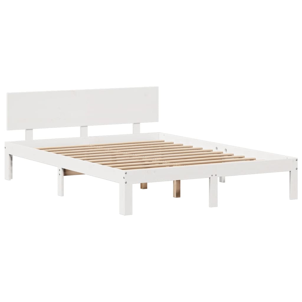 Letto Libreria senza Materasso Bianco 140x190 cm Legno di Pino - homemem39