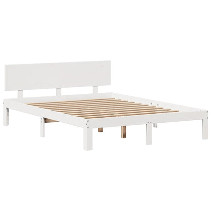 Letto Libreria senza Materasso Bianco 140x190 cm Legno di Pino - homemem39
