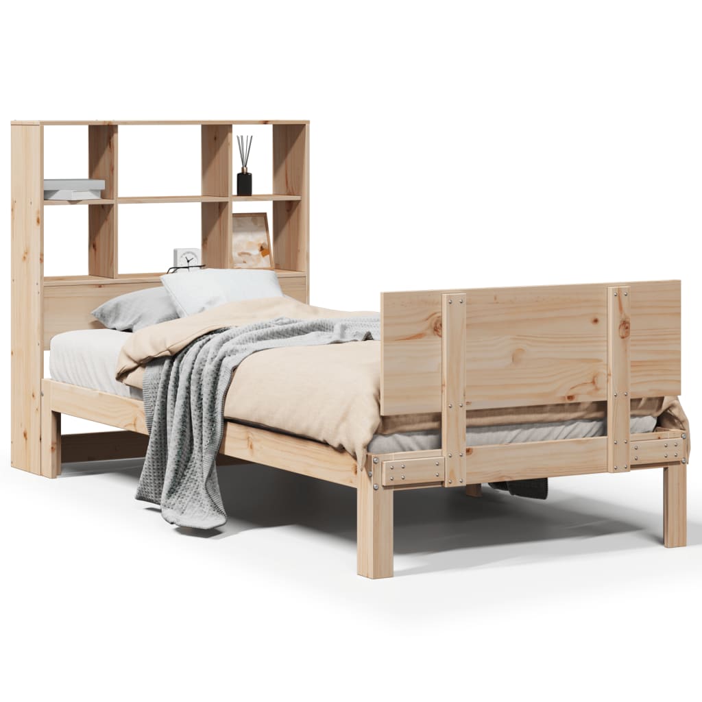 Letto Libreria senza Materasso 90x200 cm Legno Massello Pino - homemem39