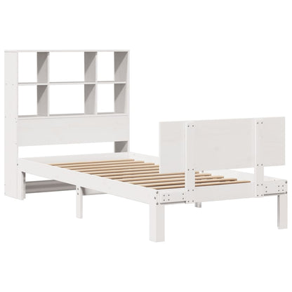 Letto Libreria senza Materasso Bianca 90x200 cm Legno di Pino