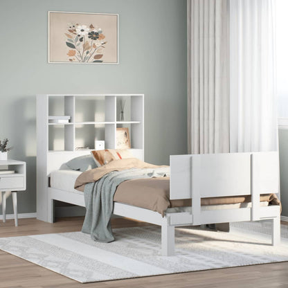 Letto Libreria senza Materasso Bianca 90x200 cm Legno di Pino