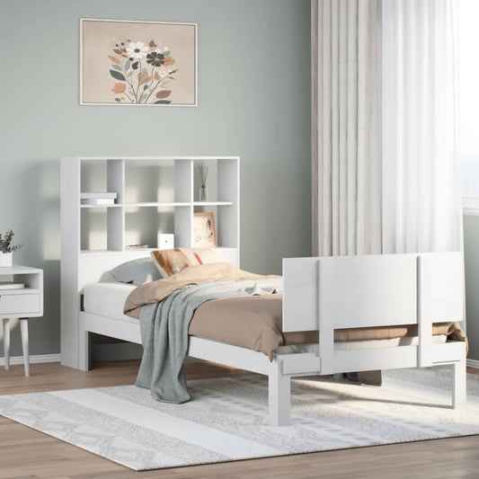 Letto Libreria senza Materasso Bianca 90x200 cm Legno di Pino