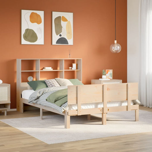 Letto Libreria senza Materasso 140x200 cm in Legno di Pino - homemem39