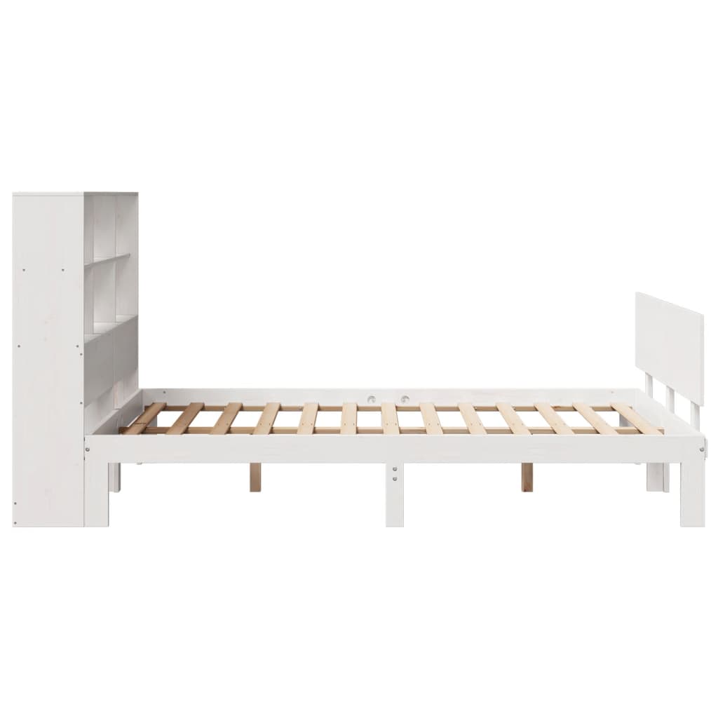 Letto Libreria senza Materasso Bianco 160x200 cm Legno di Pino - homemem39