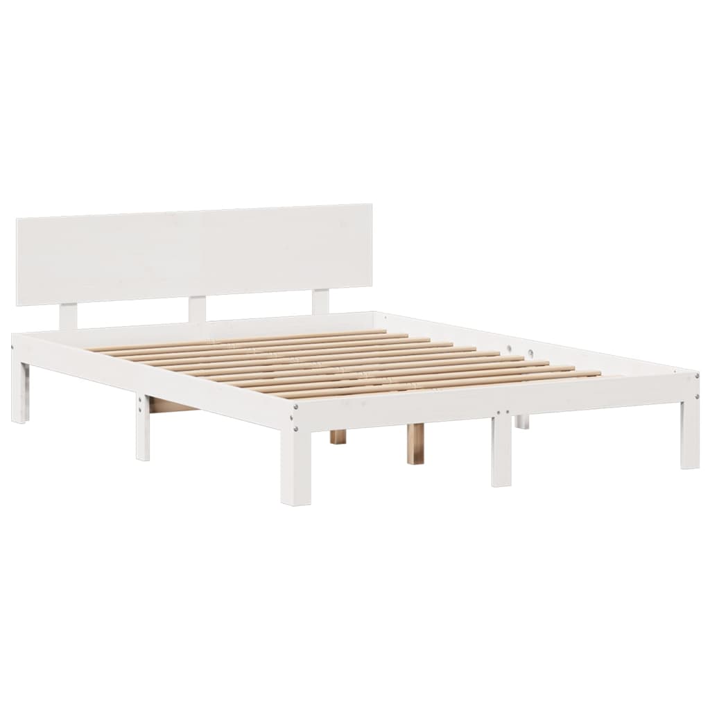 Letto Libreria senza Materasso Bianco 160x200 cm Legno di Pino - homemem39