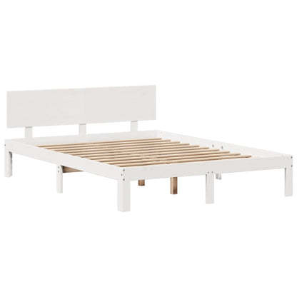 Letto Libreria senza Materasso Bianco 160x200 cm Legno di Pino - homemem39