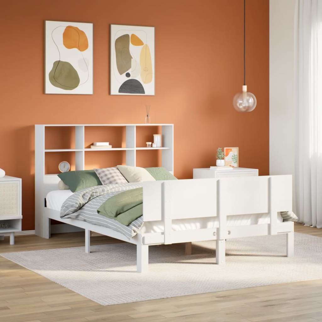 Letto Libreria senza Materasso Bianco 160x200 cm Legno di Pino - homemem39