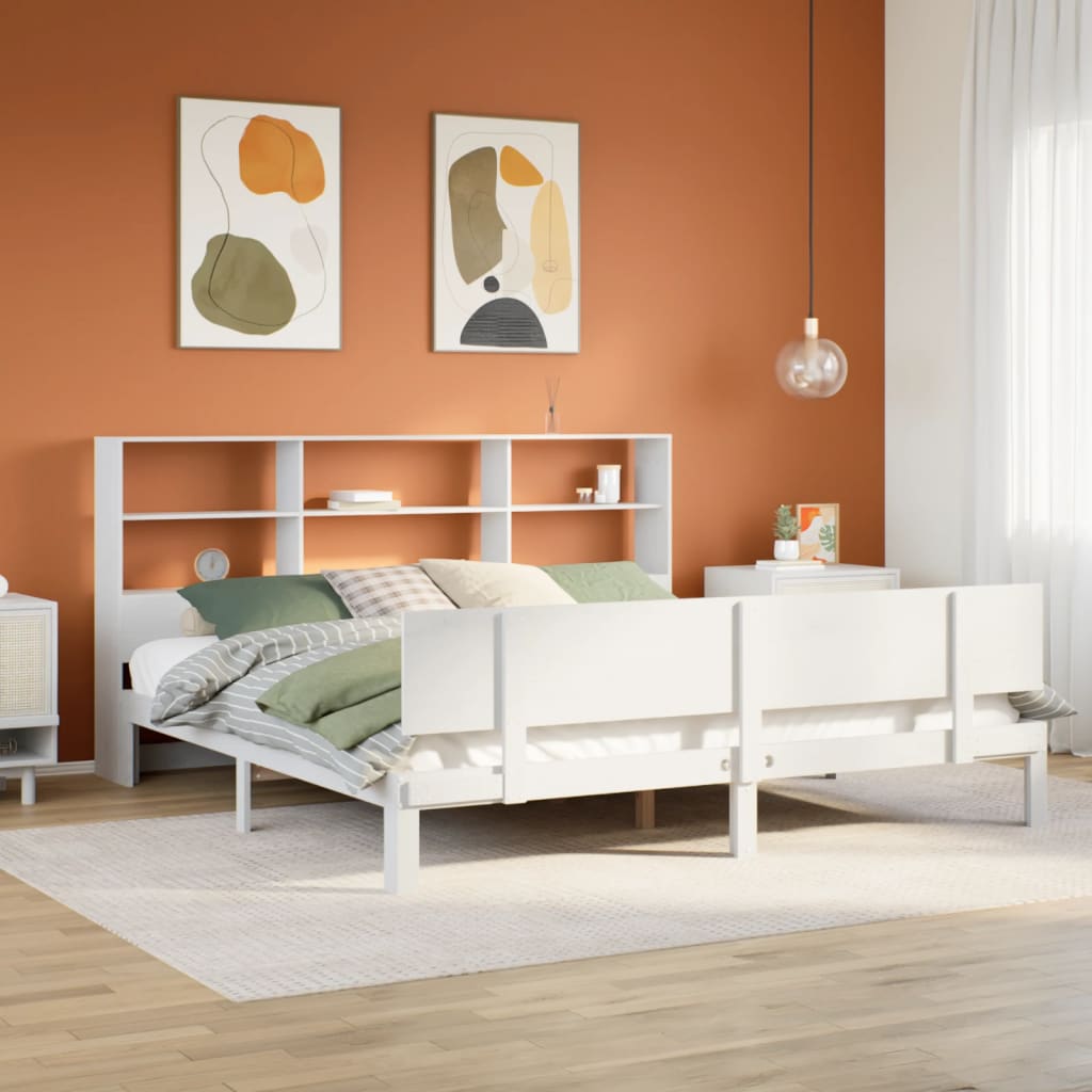 Giroletto con Libreria senza Materasso 180x200 cm in Legno Pino - homemem39