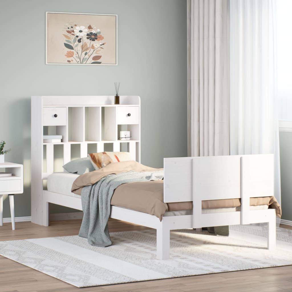 Letto con Libreria senza Materasso 75x190 cm in Legno Pino - homemem39