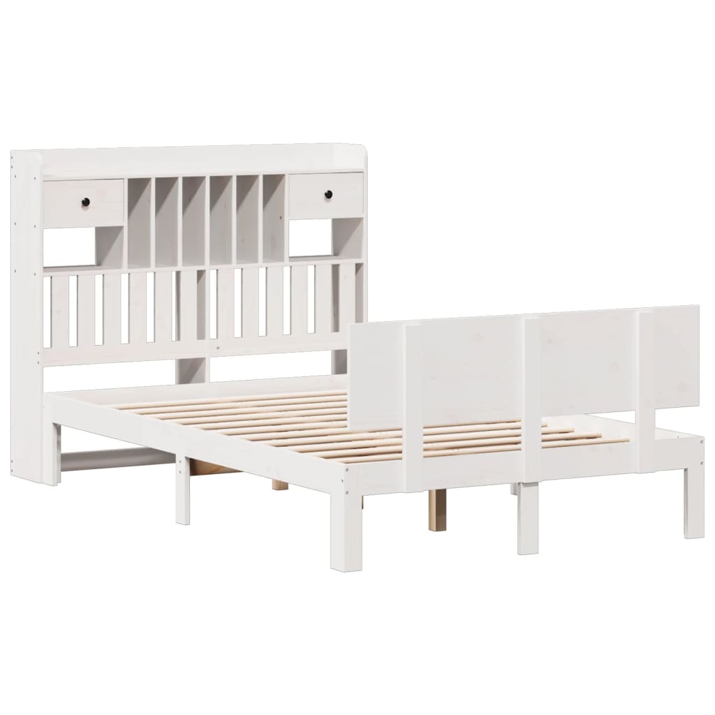 Letto Libreria senza Materasso Bianco 135x190 cm Legno di Pino - homemem39