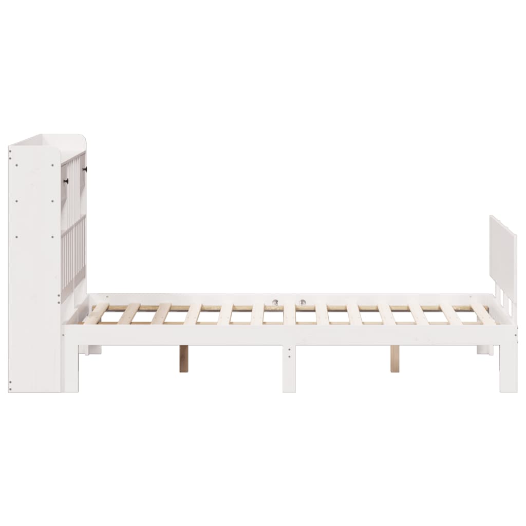 Letto Libreria senza Materasso Bianco 135x190 cm Legno di Pino - homemem39
