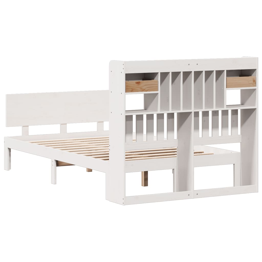 Letto Libreria senza Materasso Bianco 135x190 cm Legno di Pino - homemem39