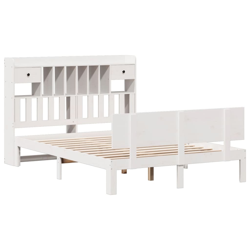 Letto Libreria senza Materasso Bianco 140x190 cm Legno di Pino - homemem39