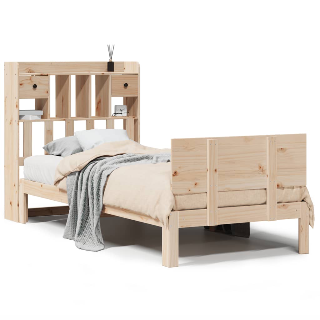 Letto Libreria senza Materasso 90x200 cm Legno Massello Pino - homemem39