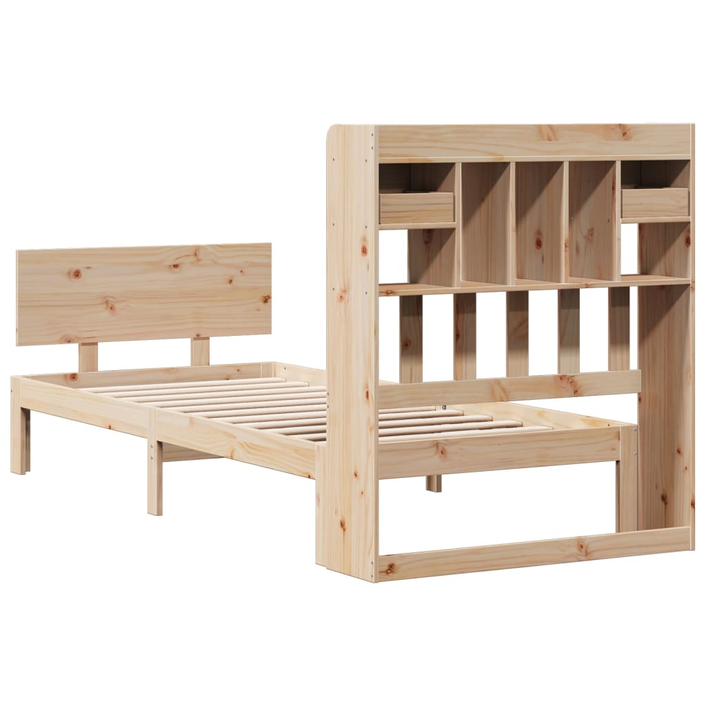 Letto Libreria senza Materasso 90x200 cm Legno Massello Pino - homemem39
