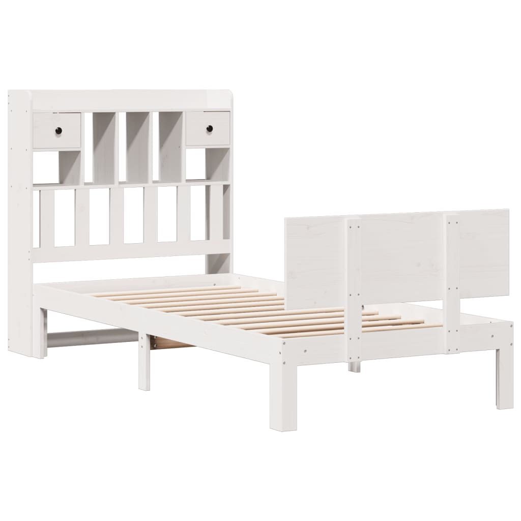 Letto Libreria senza Materasso Bianca 90x200 cm Legno di Pino - homemem39
