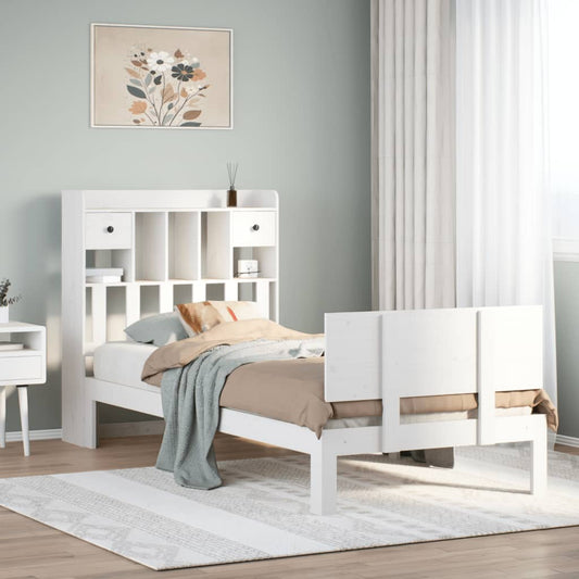 Letto Libreria senza Materasso Bianca 90x200 cm Legno di Pino - homemem39