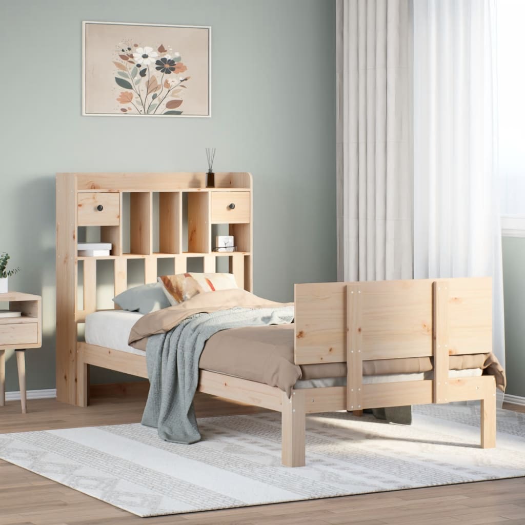 Letto Libreria senza Materasso 100x200 cm in Legno di Pino - homemem39