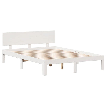 Letto Libreria senza Materasso Bianco 150x200 cm Legno di Pino - homemem39