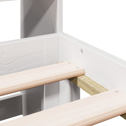 Letto Libreria senza Materasso Bianco 150x200 cm Legno di Pino - homemem39