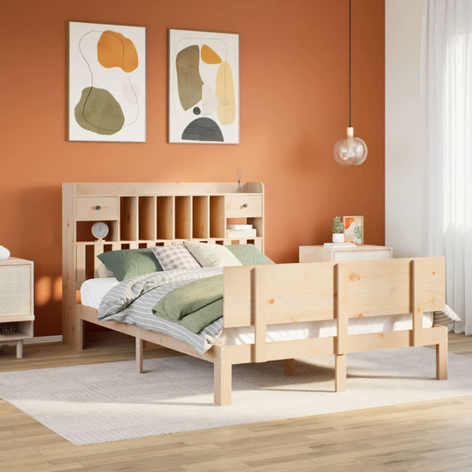 Letto Libreria senza Materasso 160x200 cm in Legno di Pino - homemem39