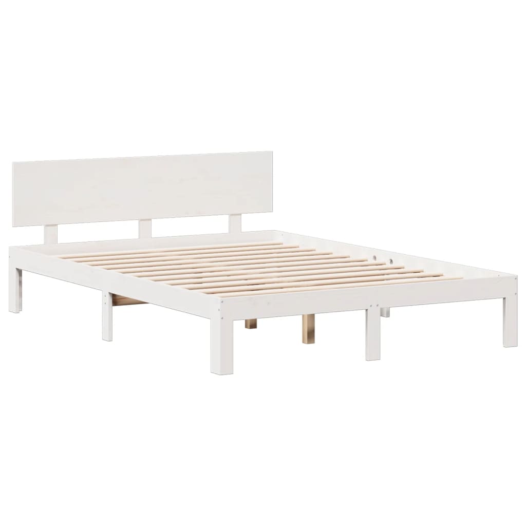 Letto Libreria senza Materasso Bianco 160x200 cm Legno di Pino - homemem39