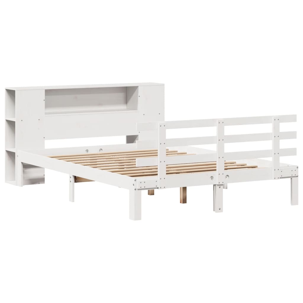 Letto Libreria senza Materasso Bianco 120x190 cm Legno di Pino - homemem39