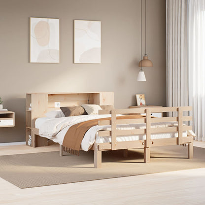 Letto Libreria senza Materasso 135x190 cm in Legno di Pino - homemem39