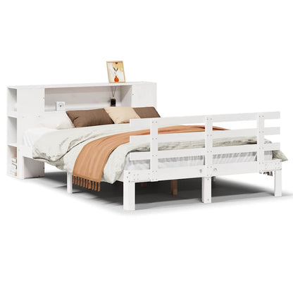 Letto Libreria senza Materasso Bianco 135x190 cm Legno di Pino - homemem39
