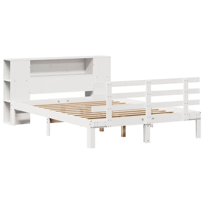 Letto Libreria senza Materasso Bianco 135x190 cm Legno di Pino - homemem39
