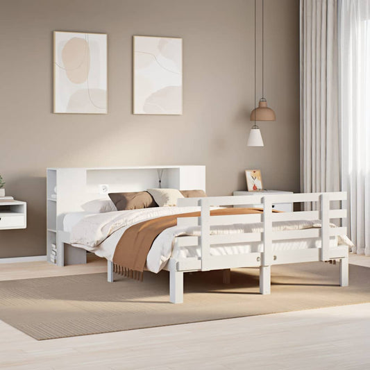 Letto Libreria senza Materasso Bianco 135x190 cm Legno di Pino - homemem39