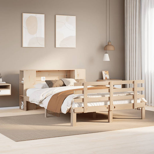Letto Libreria senza Materasso 150x200 cm in Legno di Pino - homemem39