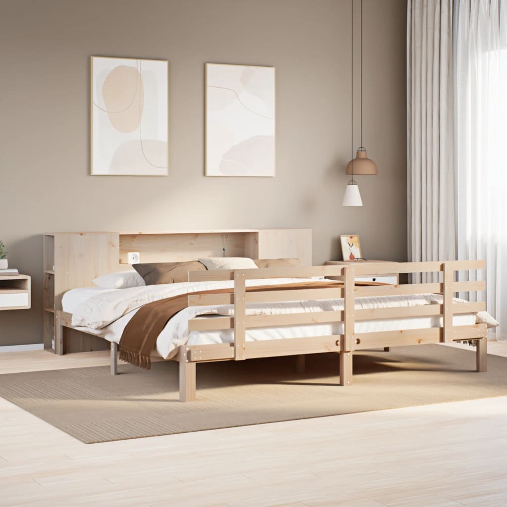 Letto Libreria senza Materasso 180x200 cm in Legno di Pino - homemem39