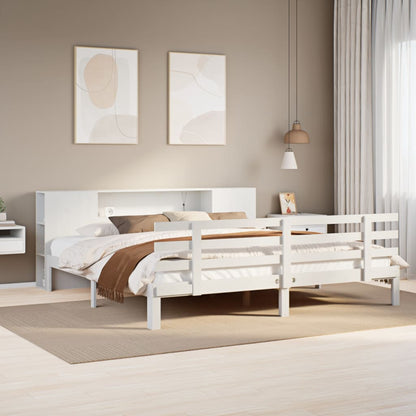 Letto Libreria senza Materasso Bianco 200x200 cm Legno di Pino - homemem39