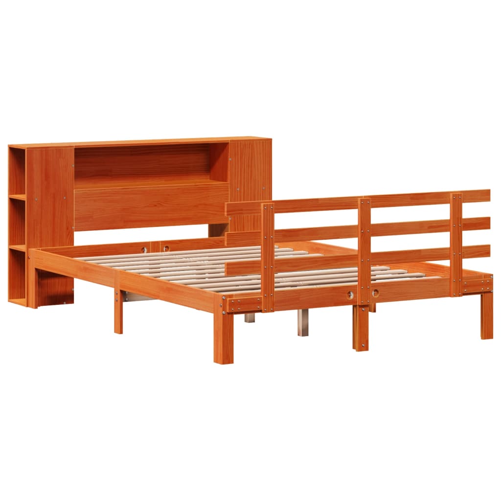Letto Libreria senza Materasso Marrone Cera 120x190 cm in Pino - homemem39
