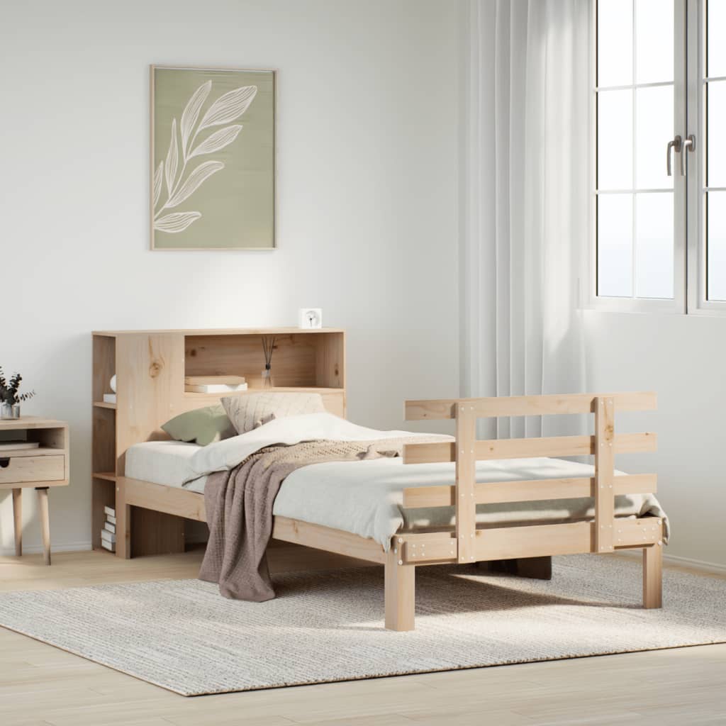 Letto Libreria senza Materasso 90x190 cm Legno Massello Pino - homemem39