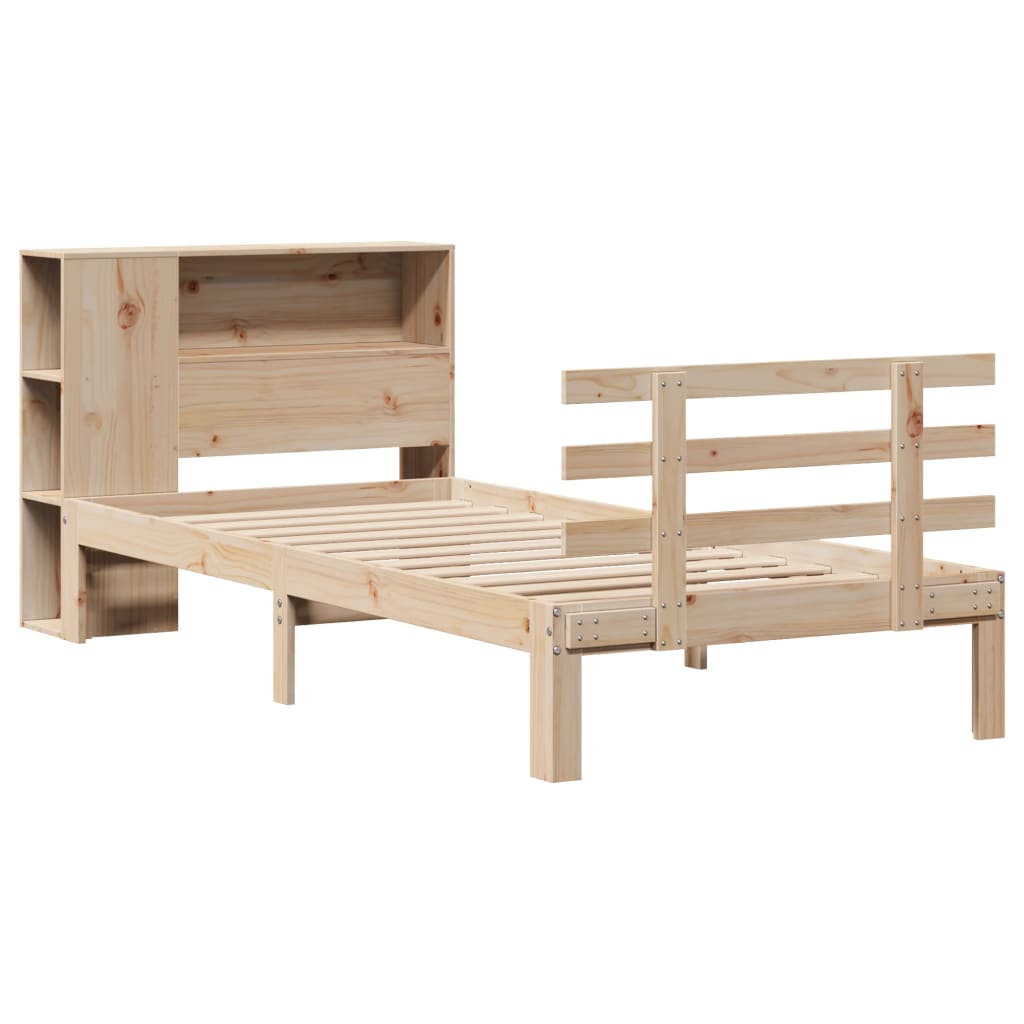 Letto Libreria senza Materasso 90x200 cm Legno Massello Pino - homemem39