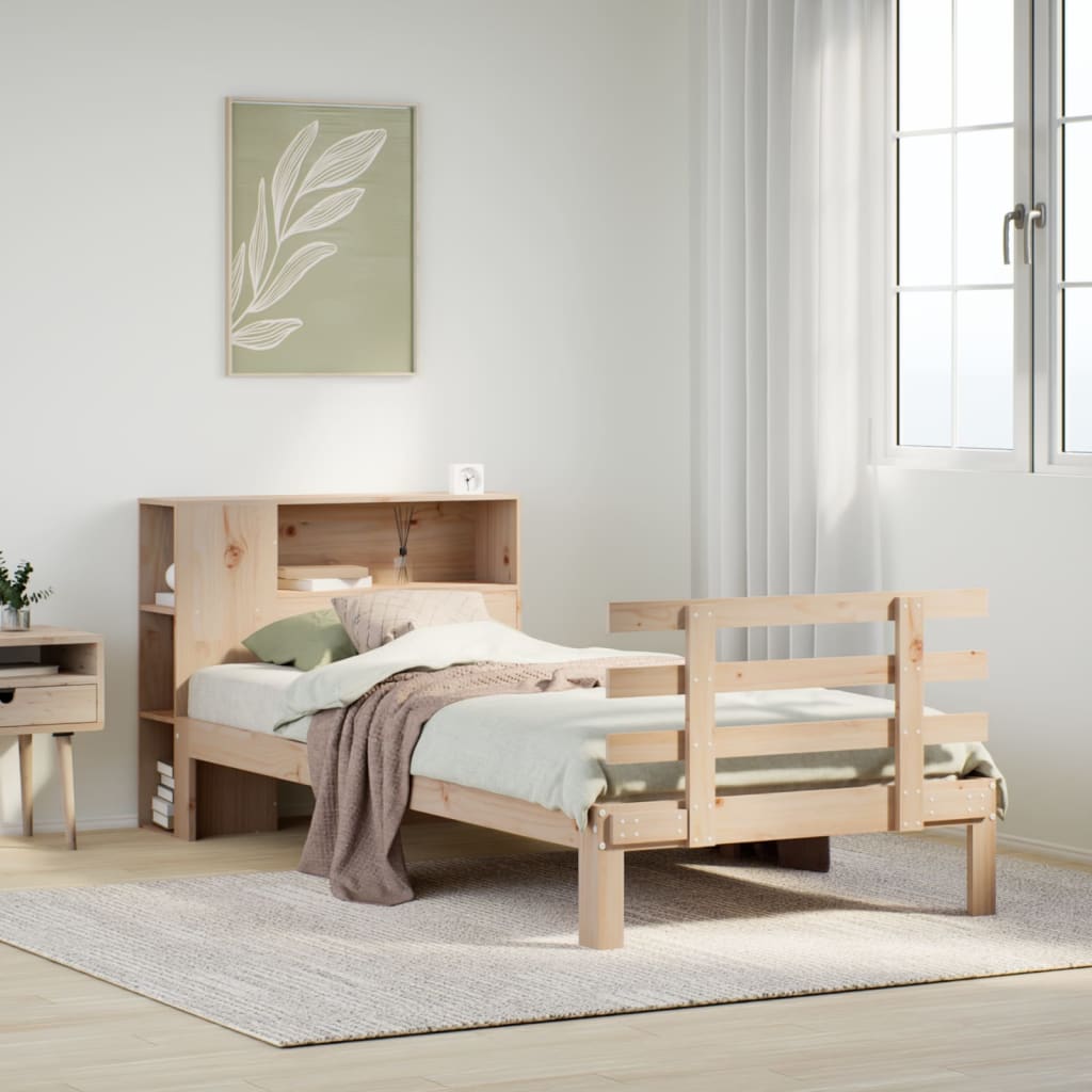 Letto Libreria senza Materasso 100x200 cm in Legno di Pino - homemem39