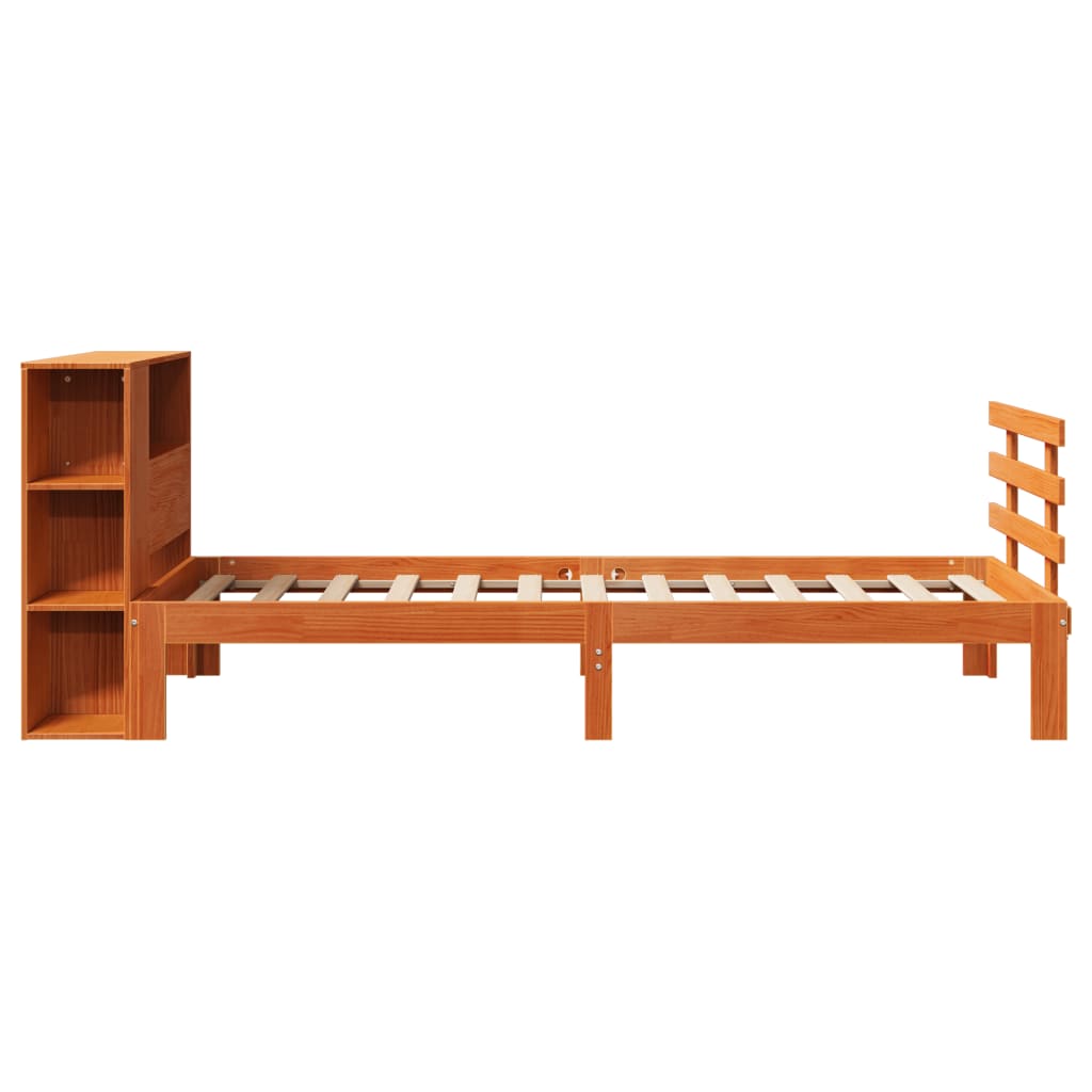 Letto Libreria senza Materasso Marrone Cera 100x200 cm in Pino - homemem39