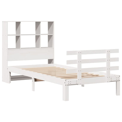 Letto Libreria senza Materasso Bianco 90x190 cm Massello Pino