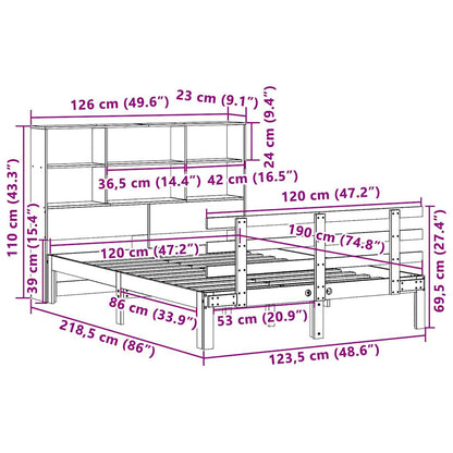 Letto Libreria senza Materasso 120x190 cm in Legno di Pino